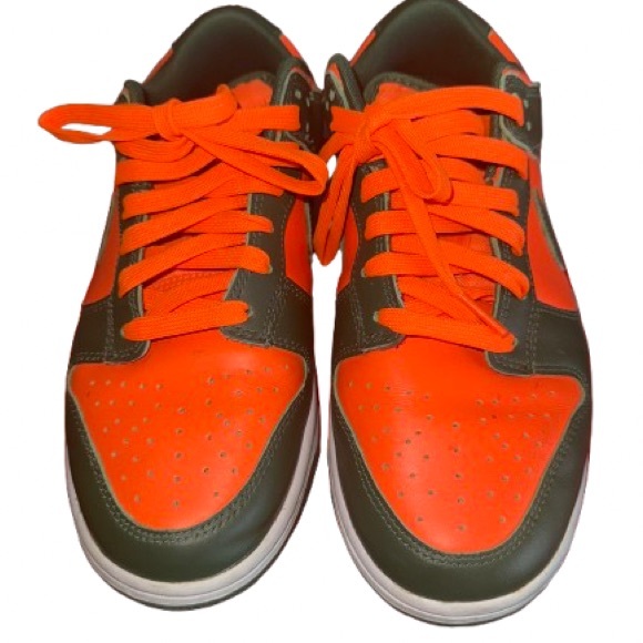 Nike Dunk Low Retro Orange and Green Athletic Shoes - Picture 1 of 5